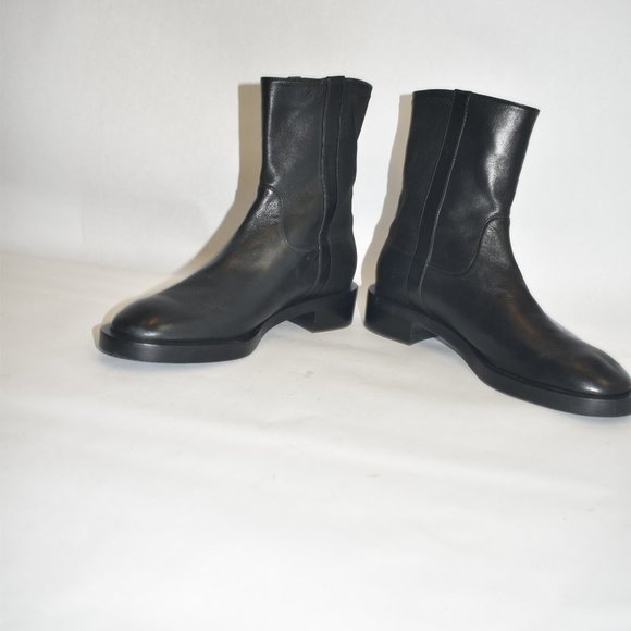 STUART WEITZMAN Sadie ankle boots BLACK LEATHER STACKED 6.5 (P5) - Picture 5 of 9